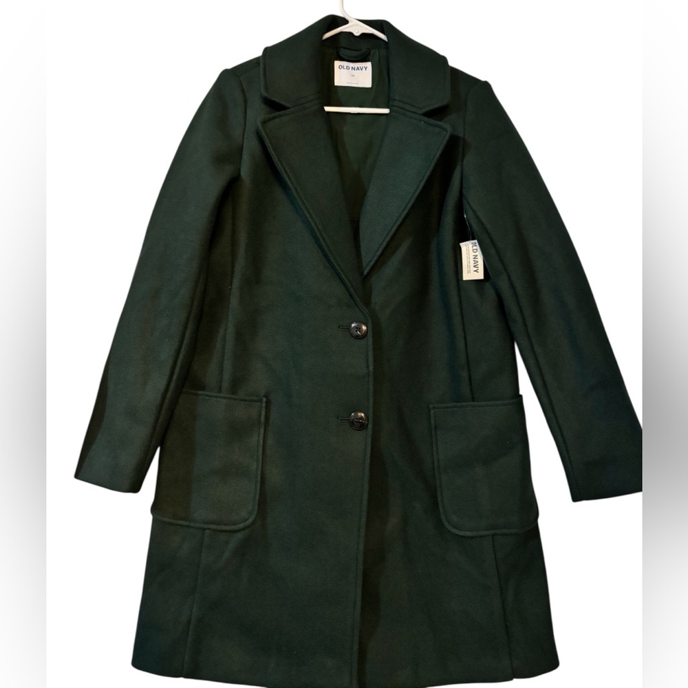 Old Navy Women's Dark Green Trench Coat - Picture 2 of 4